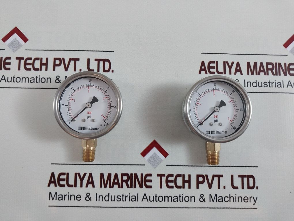 Baumer En837 Kl. 1.6 Pressure Gauge 0 To 60 Psi,0 To 4 Bar