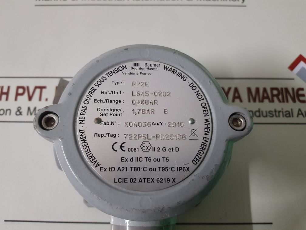 Baumer Rp2E L645-0202 Pressure Switch 1,7 Bar B