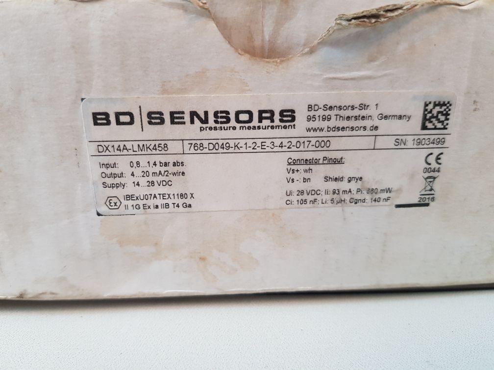 Bd Sensors Dx14A-lmk458 Pressure Level Transmitter