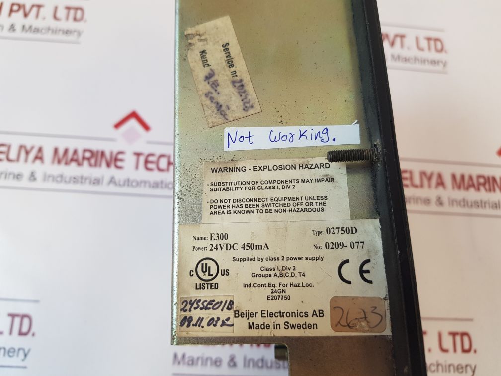 Beijer Electronics 02750D Operator Interface Control Panel E300