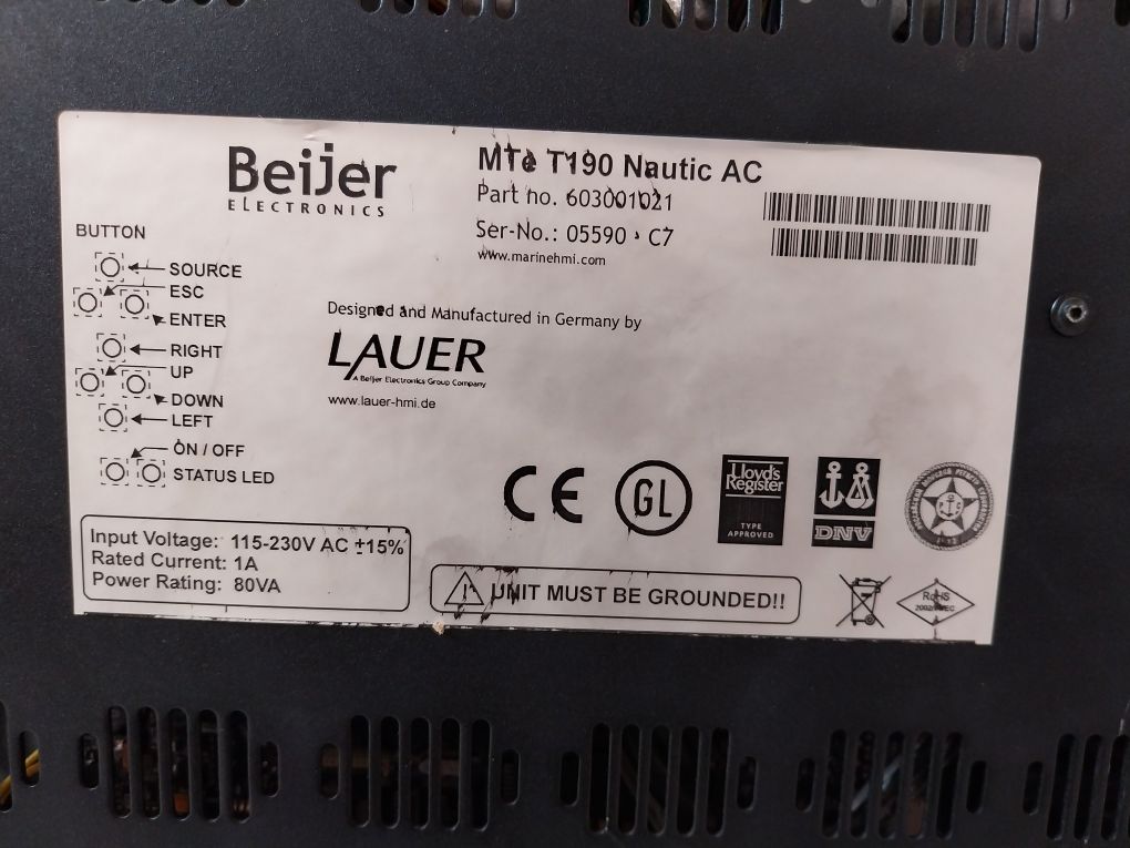 Beijer Electronics Mte T190 Nautic Ac Monitor 2 603001021