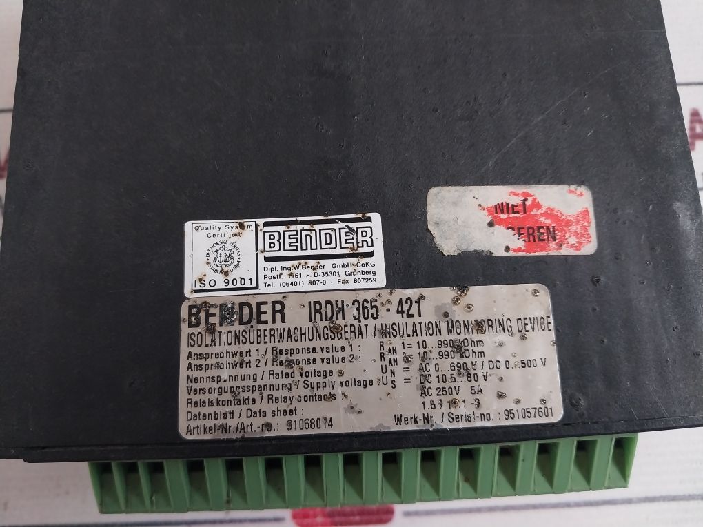 Bender A-isometer Irdh 365-421 Insulation Monitoring Device