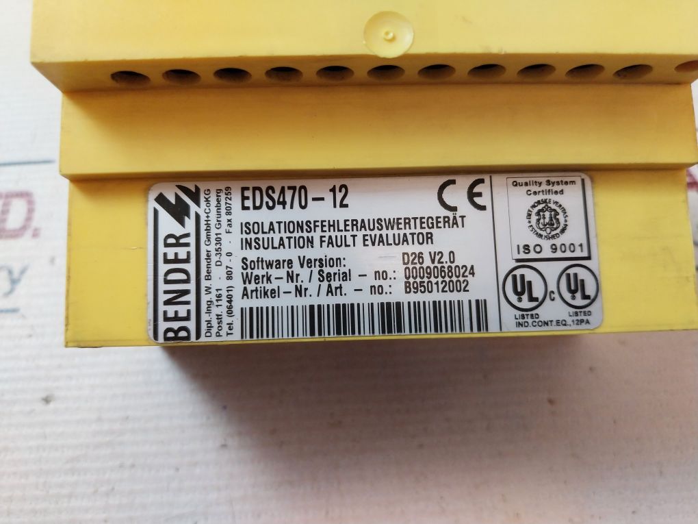 Bender Eds 470-12 Insulation Fault Evaluator