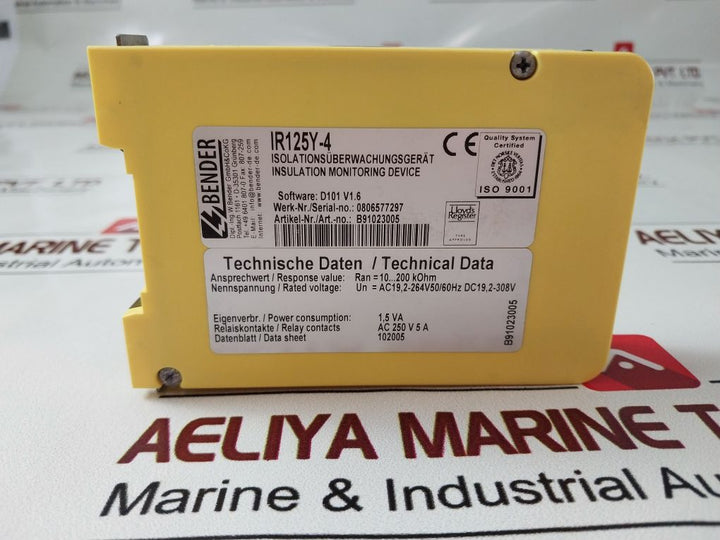 Bender Ir125Y-4 Insulation Monitoring Device D101 V1.6 