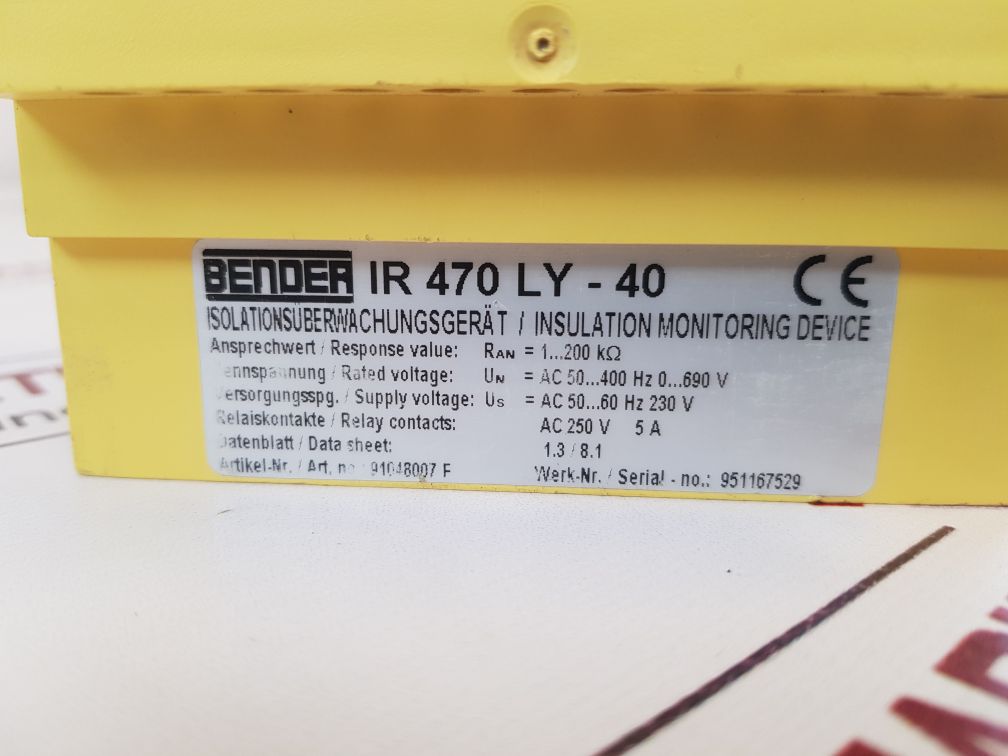 Bender Ir 470 Ly-40 Insulation Monitoring Device 91048007 F