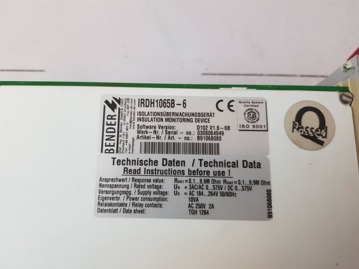 Bender Irdh1065B-6 Insulation Monitoring Device