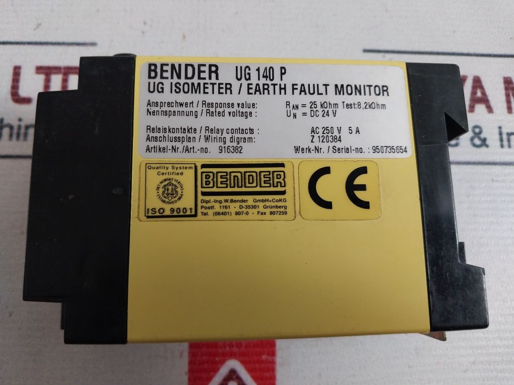 Bender Ug140P Isometer/Earth Fault Monitor