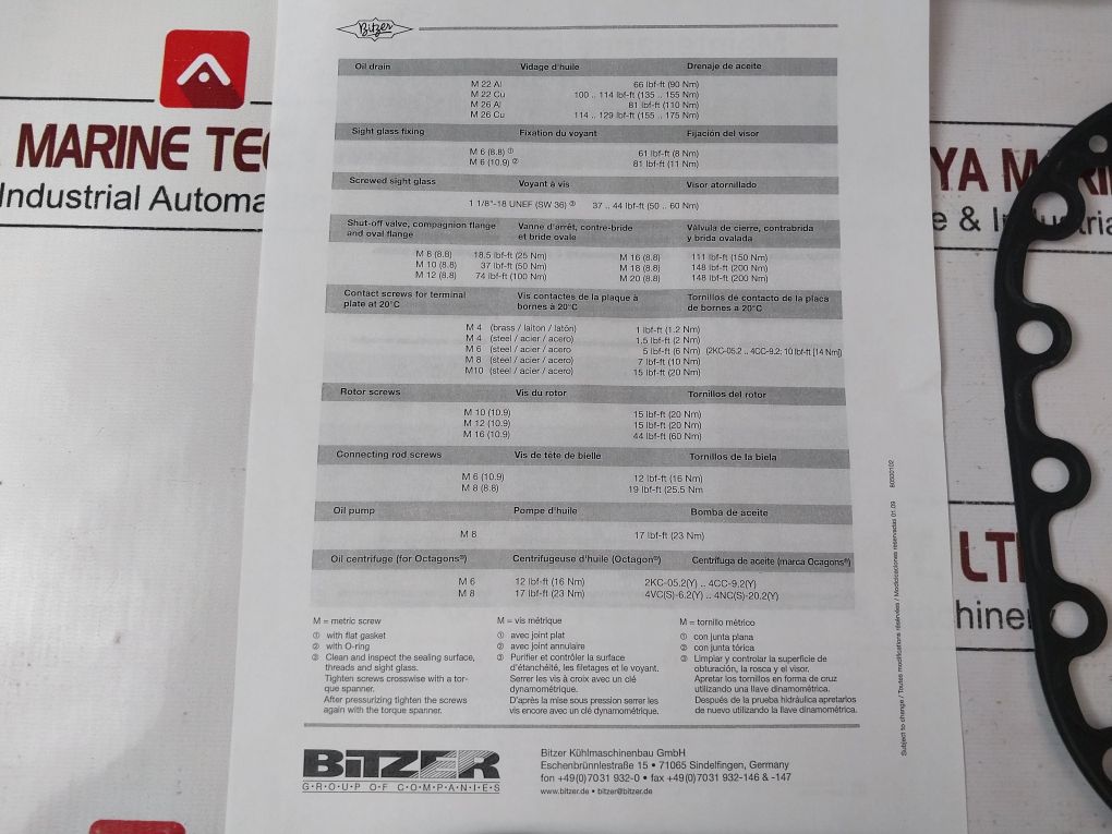 Bitzer 372811-04 Gasket Set