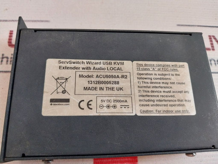 Black Box Acu5050A-r2 Kvm Extender With Audio 5V Dc 2500Ma