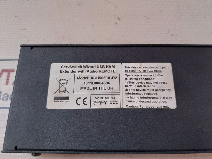 Black Box Acu5050A-r2 Wizard Vga/Usb Kvm Extender With Audio Remote 500Ma