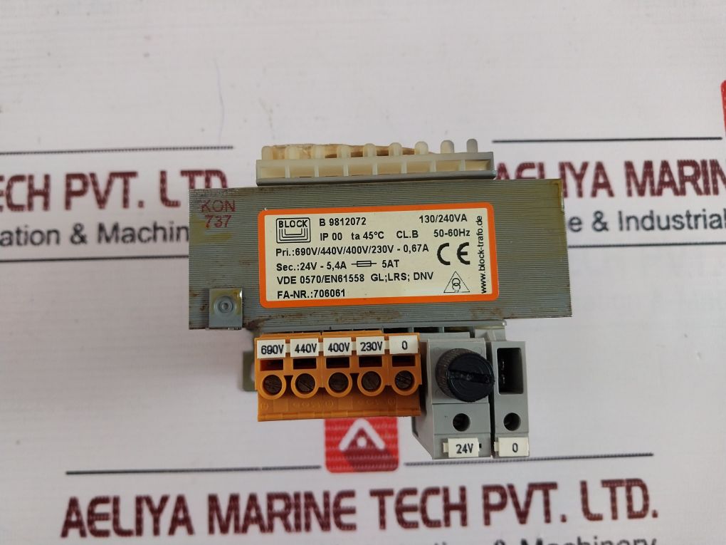 Block-trafo B 9812072 Transformer 50-60Hz