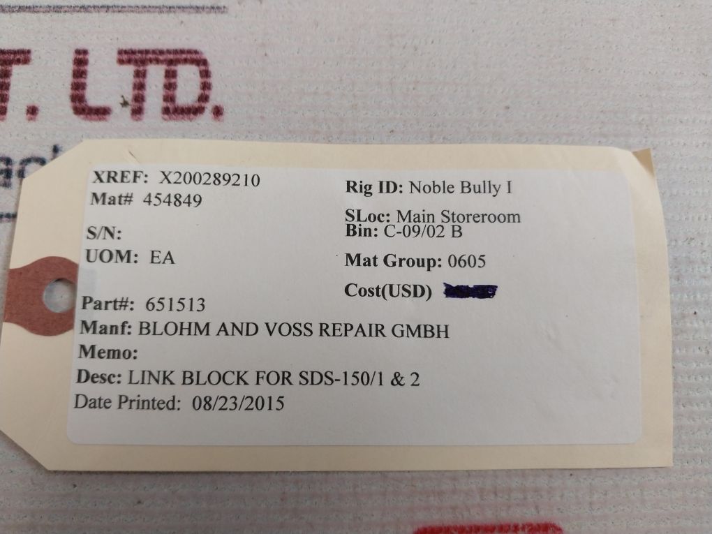 Blohm And Voss 651513 Link Block Sds-150/1 & 2