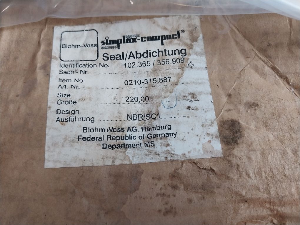 Blohm+Voss 220X262 Sealing Ring