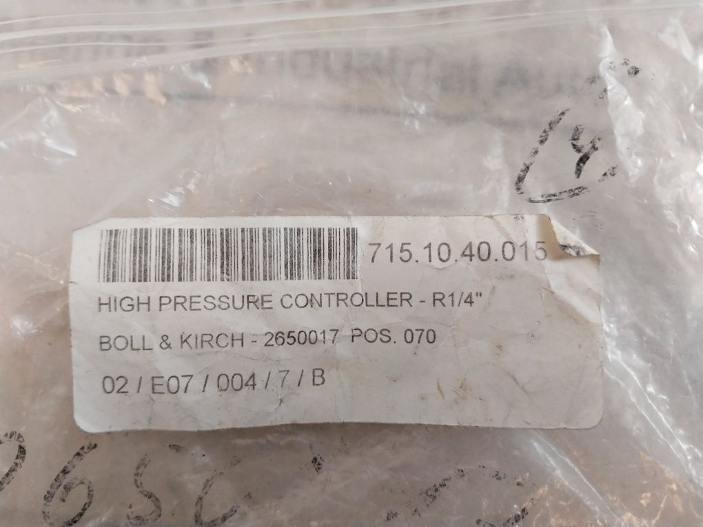 Boll & Kirch 2650017 High Pressure Controller