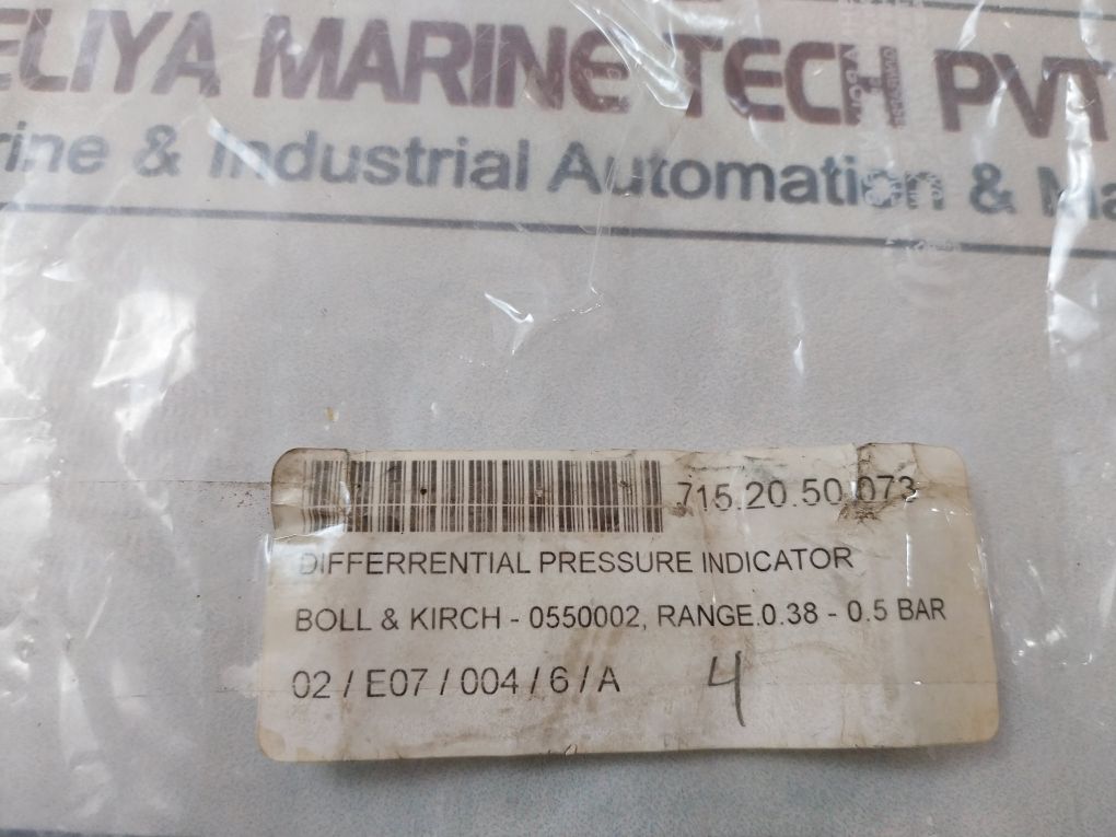 Boll & Kirch 4.36.2 Differential Pressure Indicator 0.38-0.5 Bar