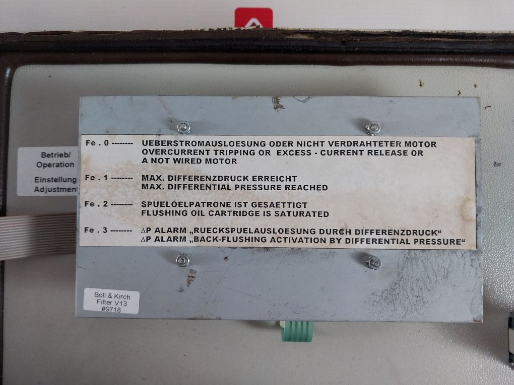 Boll & Kirch Filterbau 220V 60Hz Fuel Filter Control Box