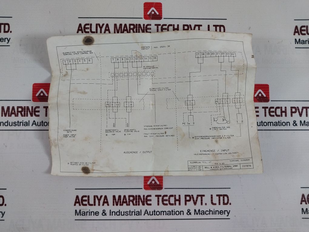 Boll & Kirch Filterbau 220V 60Hz Fuel Filter Control Box