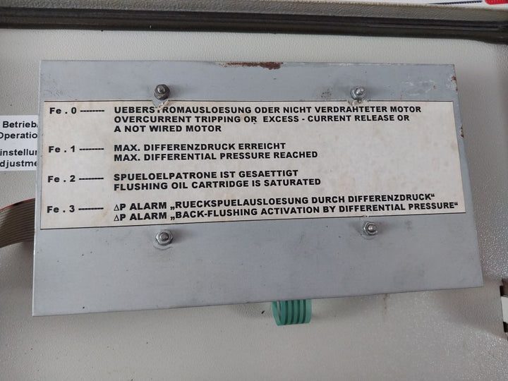 Boll & Kirch Filterbau Asp101 220V 60Hz Me Fuel Filter Control Box