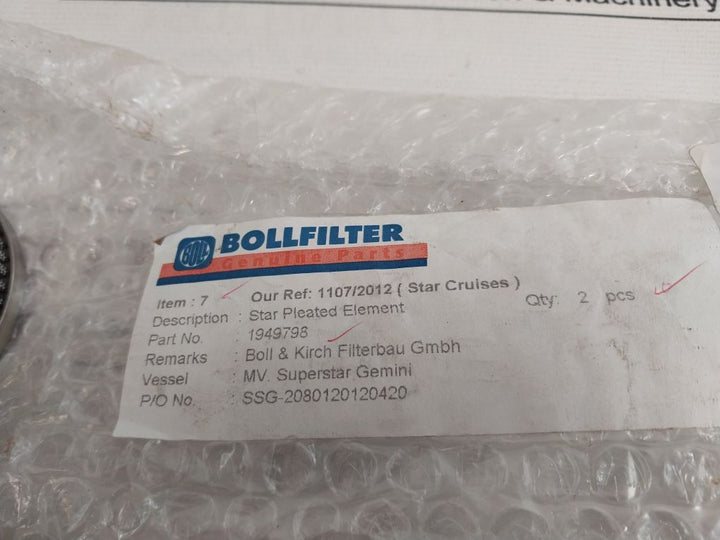 Bollfilter 1949798 Star Pleated Element