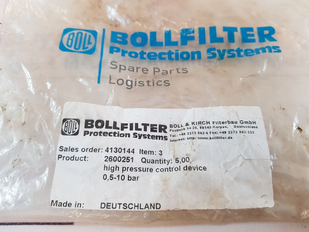 Bollfilter 2600251 reduction valve
