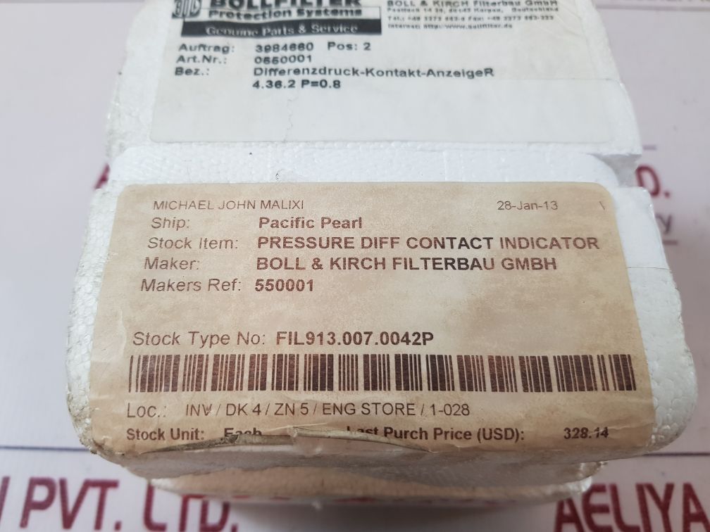 Bollfilter 4.36.2 Differential Pressure Contact Indicator
