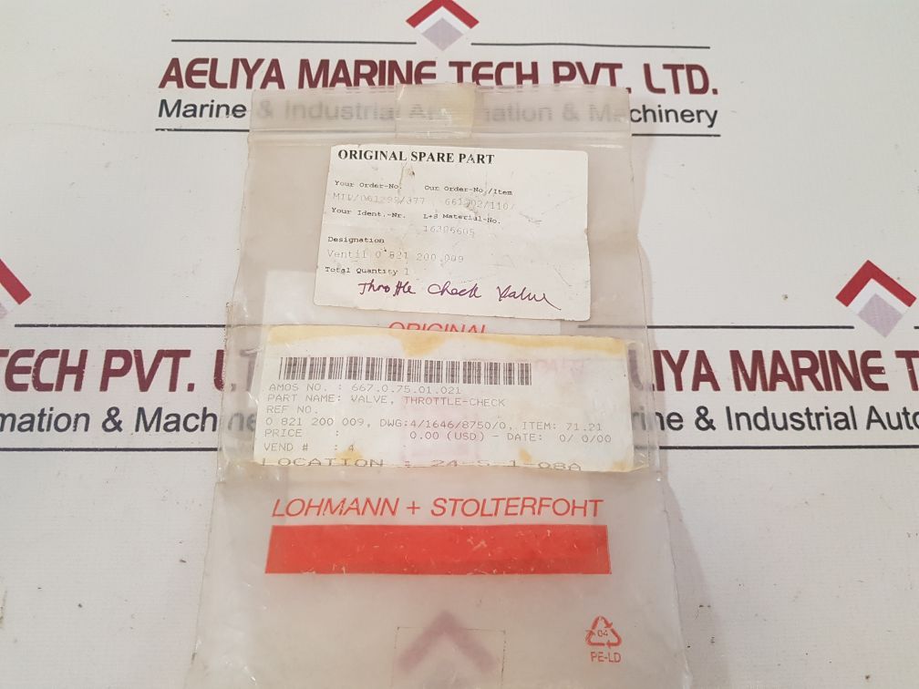 Bosch 0 821 200 009 Throttle-check Valve