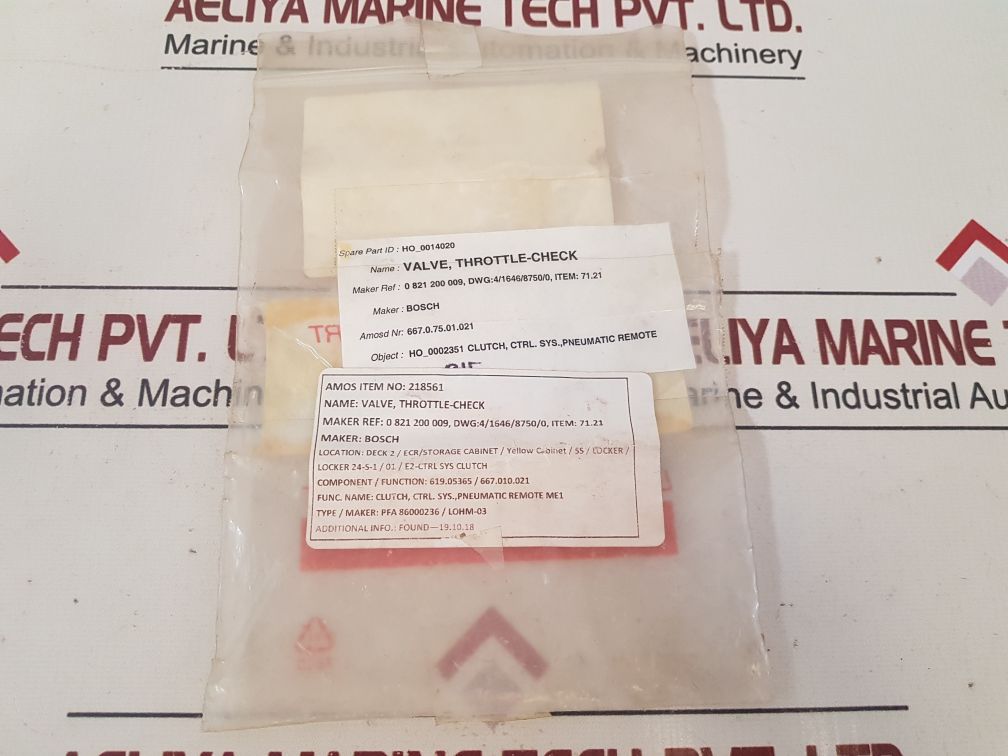 Bosch 0 821 200 009 Throttle-check Valve