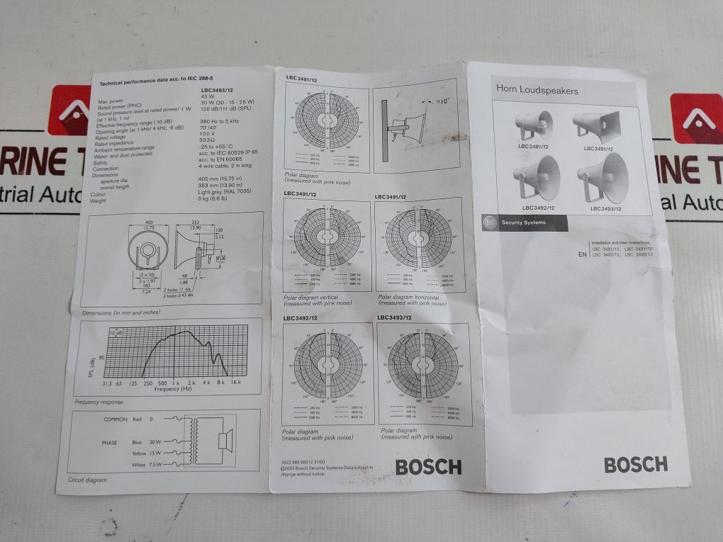 Bosch Lbc3493/12 Horn Loudspeakers F01U506043