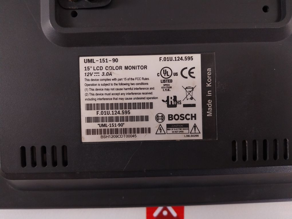 Bosch Uml-151-90 15" Lcd Color Monitor Bsh1209Cdt00045 (Not Working)