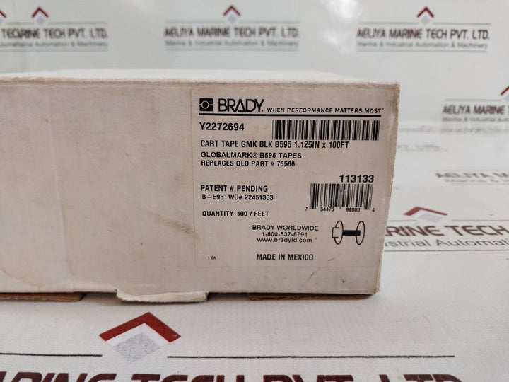 Brady Y2272694 113133 1.125In X 100Ft Globalmark Black Vinyl Tape