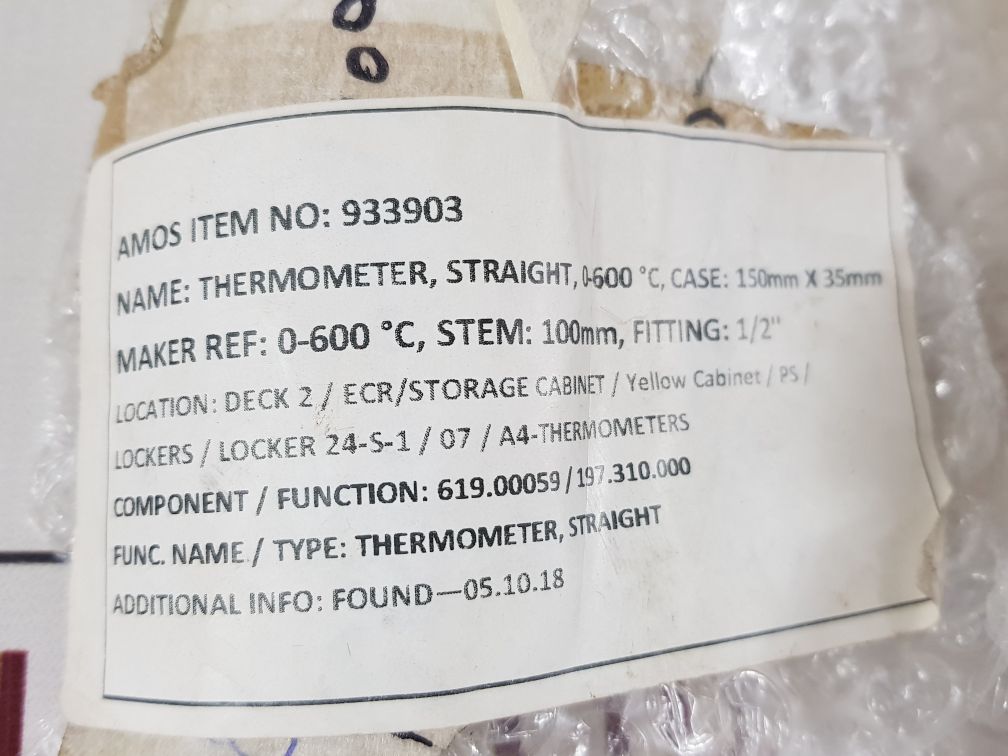 Brannan 0-600°c straight thermometer free shipping by express