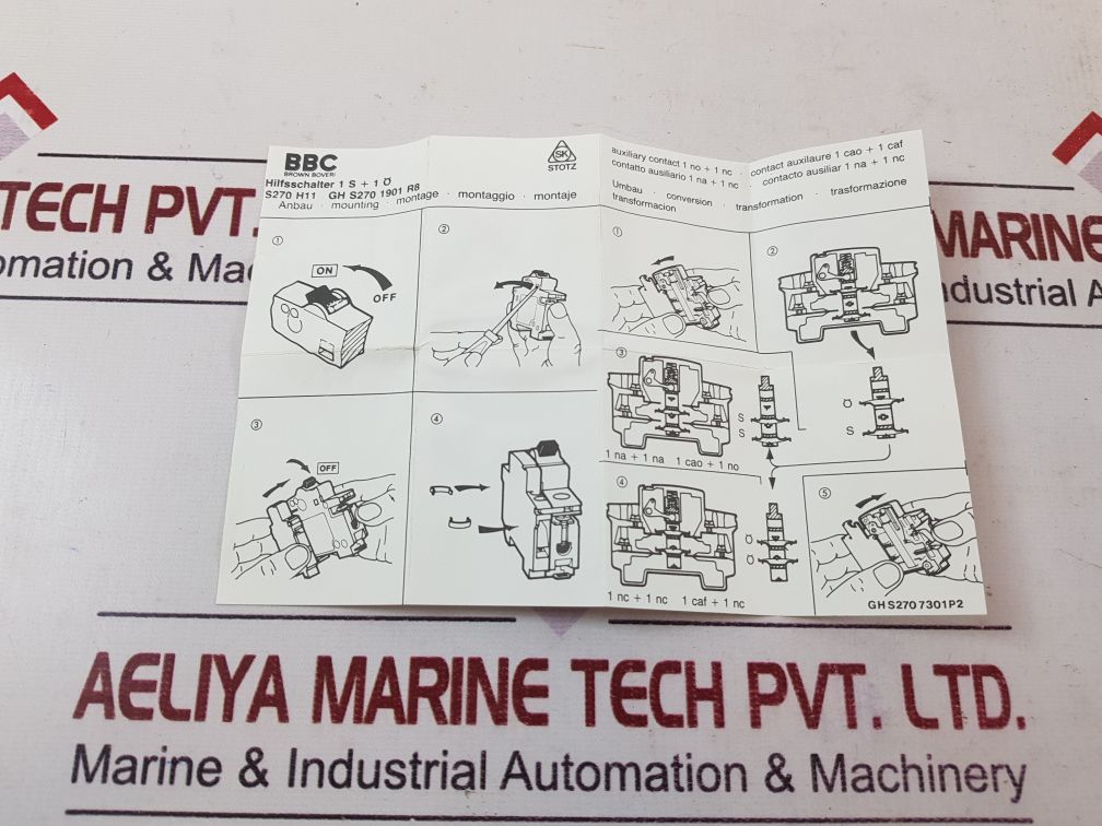 Brown Boveri S270 H11 Auxiliary Switch Gh S270 1901 R8