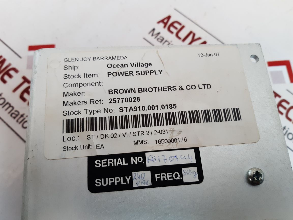 Brown Brothers 165000-0176 Power Supply