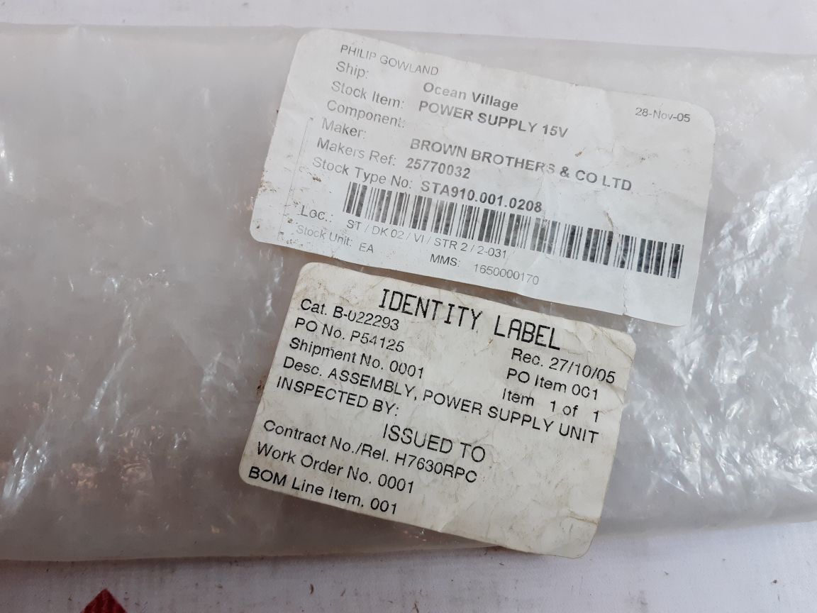 Brown Brothers Tuwc15D Assembly Power Supply Unit B-022293