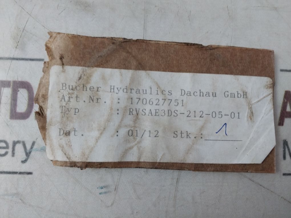 Bucher Rvsae3Ds-212-05-01 Block/Check Valve 170627742