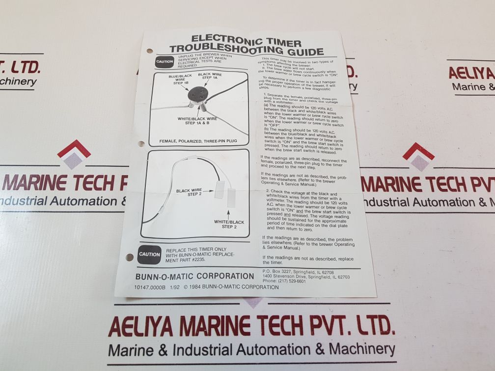 Bunn-o-matic 2235-120 Vac Electronic Timer