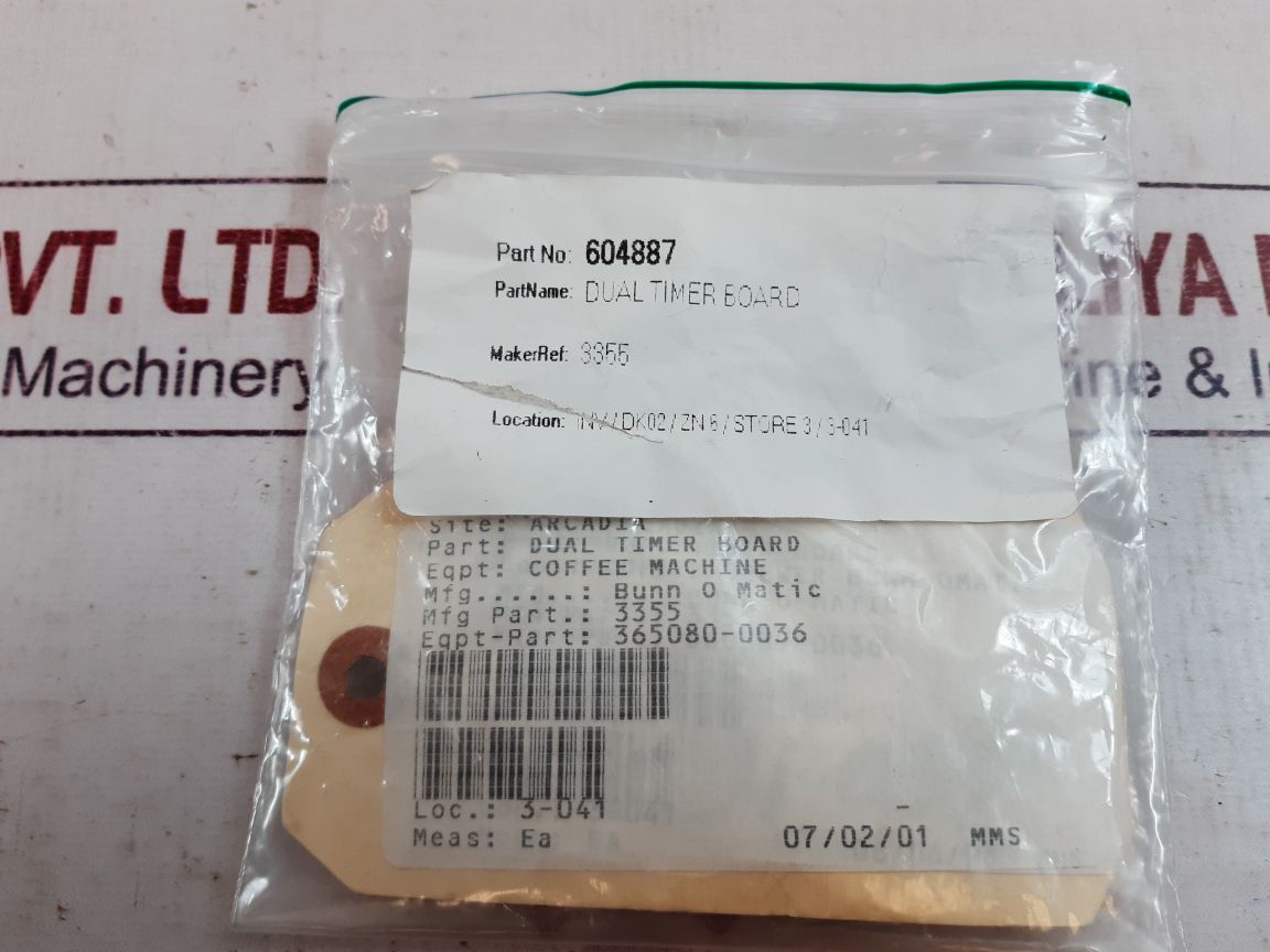 Bunn-o-matic 3355 Dual Timer Board 604887