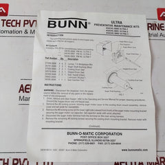 Bunn 34245.0000 Ultra –2 Ultra Preventative Maintenance Kit