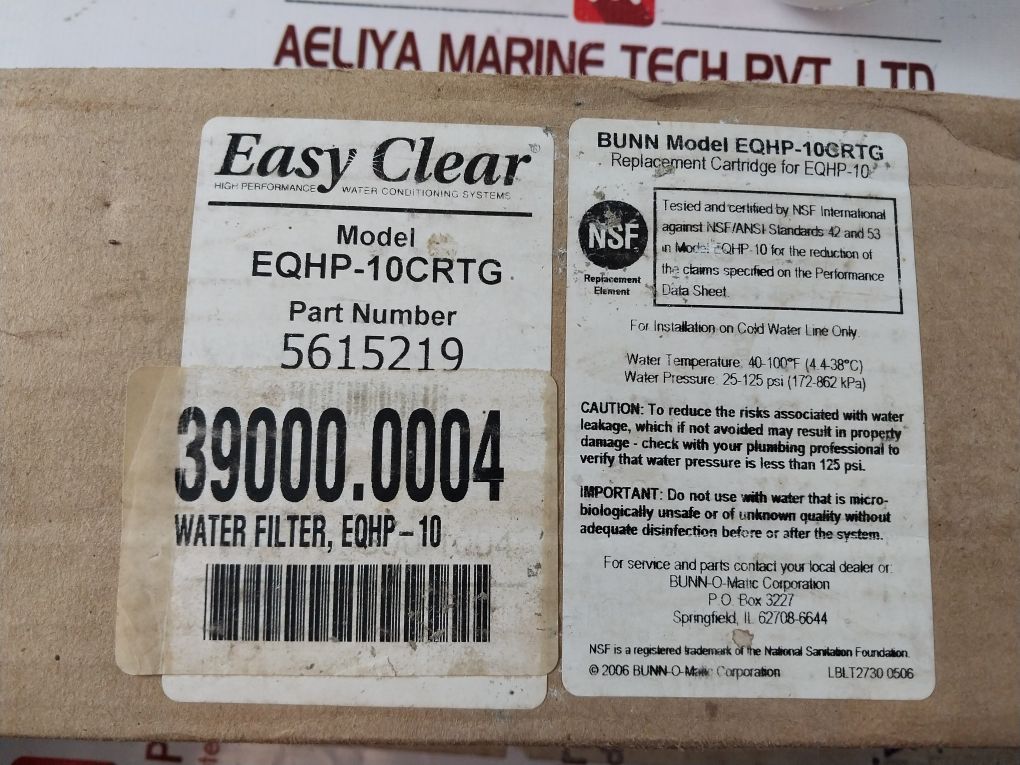 Bunn Eqhp-vhd Water Conditioning System 39000.1000