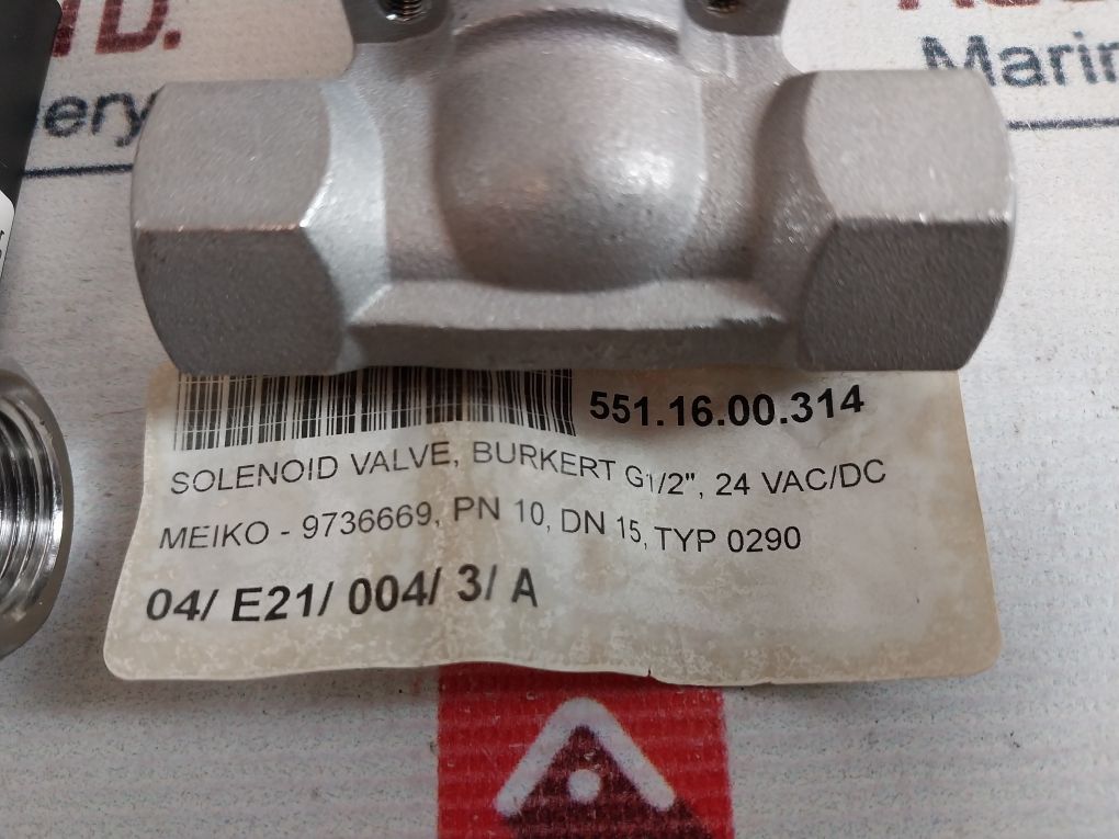 Burkert 0290 A 12,0 Nbr Va. Solenoid Valve