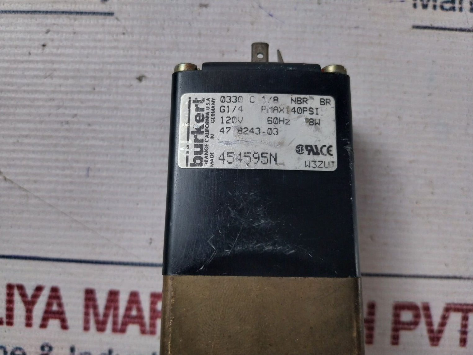 Burkert 0330 C 1/8 Nbr Br Solenoid Valve