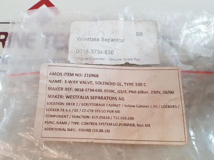 Burkert 0330 C 3,0 Nbr Ms/M5 G1/4 Pn0-10Bar 3-way Solenoid Valve