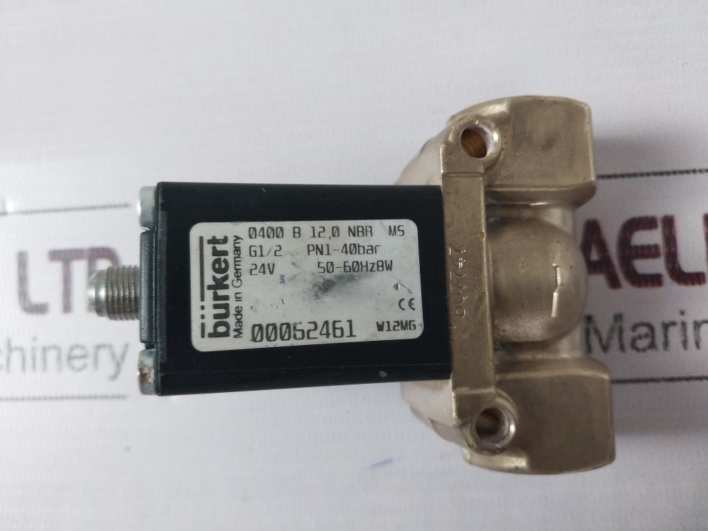 Burkert 0400 B 12.0 Nbr Ms 00062461 Solenoid Valve G1/2 Pn1-40 Bar 24V 8W