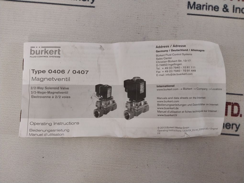 Burkert 0407 A 1 Eg Br Solenoid Valve