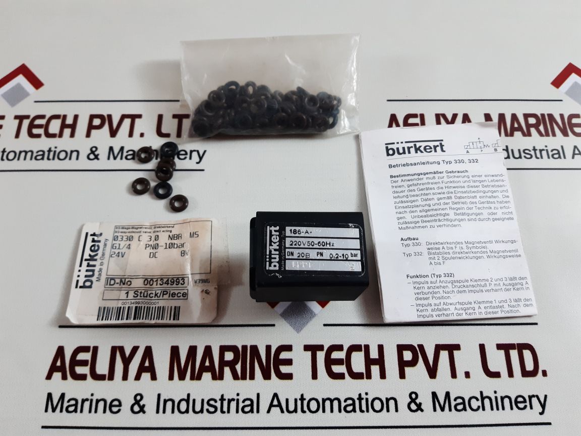 Burkert 186-a-220V 50-60Hz 3/2-way-solenoid Valve Coil
