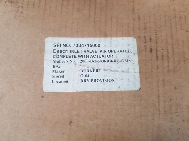 Burkert 2000 B 50,0 Nbr Rg 2/2-way Angle Seat Valve