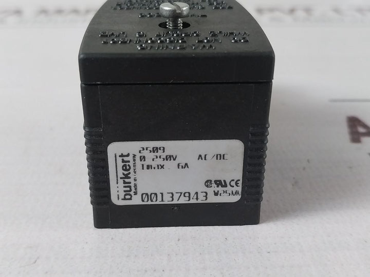 Burkert 2509 00137943 Cable Plug Solenoid Valve Coil 0-250V Ac/Dc