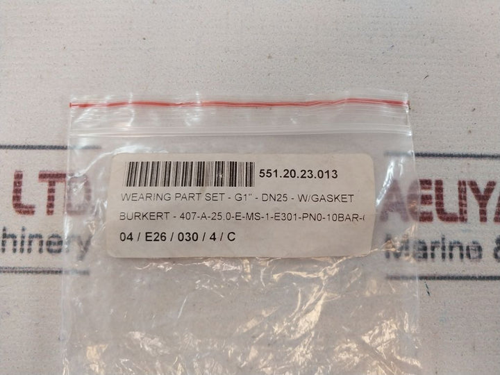 Burkert Dn25 Wearing Part Set-g1”-dn25-w/Gasket