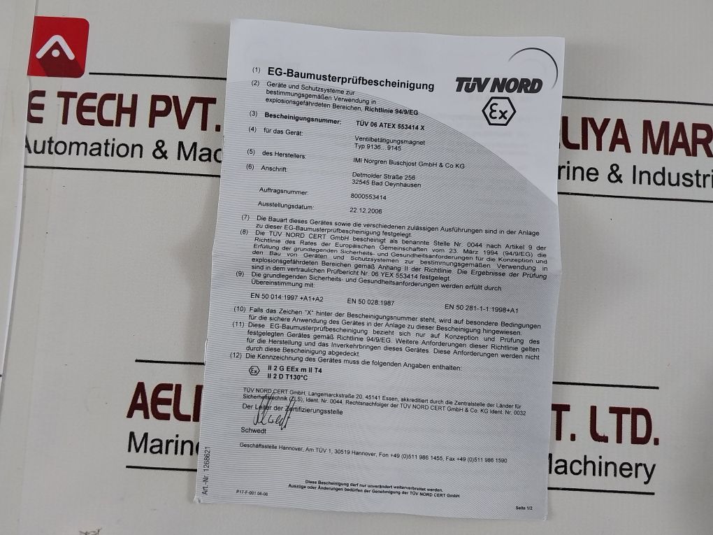 Buschjost 0000000.9136 Solenoid Valve 8240300.9100