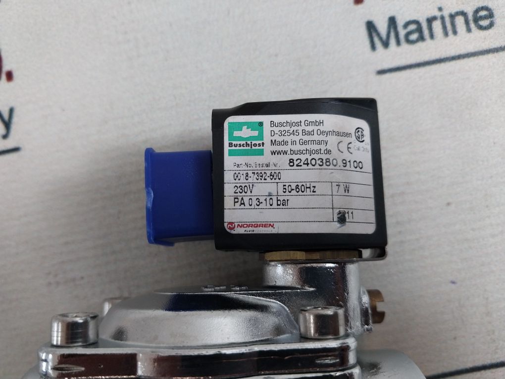 Norgren Buschjost 8240380.9100 2-way Solenoid Valve 250V Ac 10A